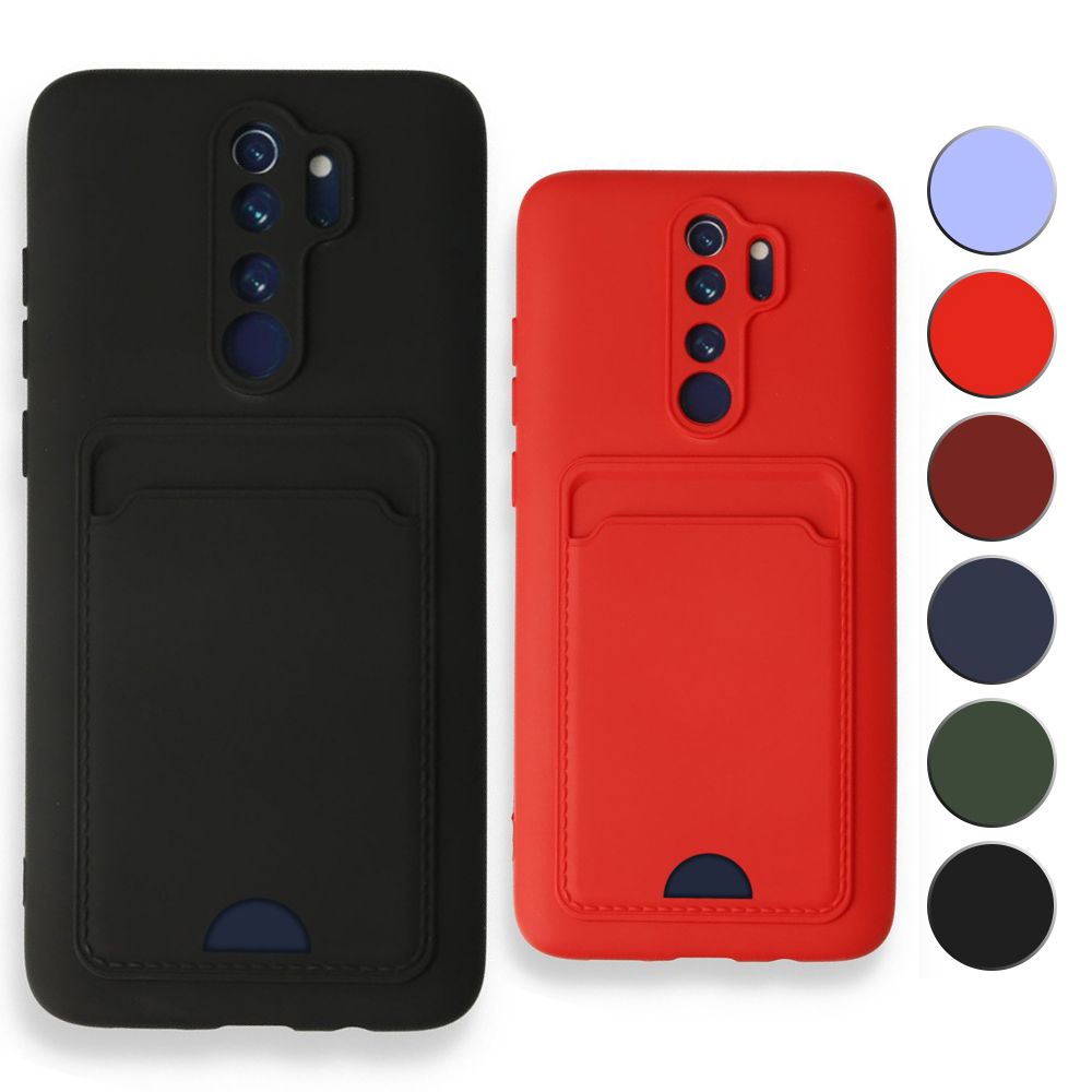 FitCase Xiaomi Redmi Note 8 Pro Cardy Soft Delikli Kartlık Cepli Silikon Kapak
