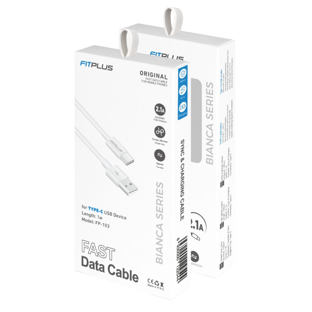 FitPlus Bianca FP-103 Type-C Data/Şarj Kablosu 2A 1mt - Beyaz