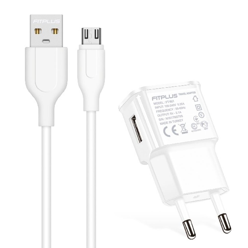 FitPlus Bianca FT-801 Şarj Aleti ve Micro USB Kablo Set 2.1A