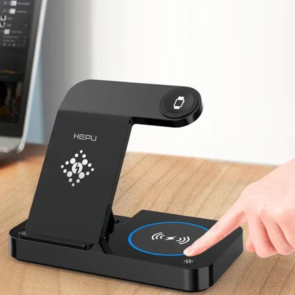 HEPU HP-W02 4in1 15W Hızlı Şarj Destekli Katlanabilir Kablosuz Şarj Standı
