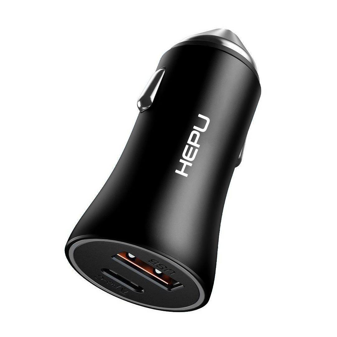 HEPU HP778T QC3.0 PD20W Çift Çıkışlı Araç Şarj Aleti + Type-C to Type-C Kablo Set