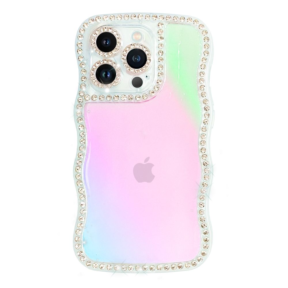 iPhone 14 Pro Kılıf Occo Seri Hologramlı Taşlı Şeffaf Silikon Kapak