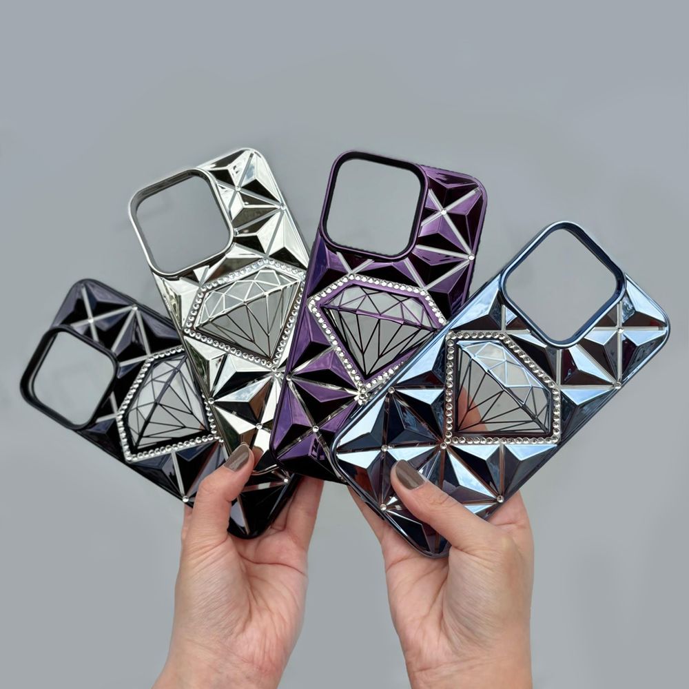 iPhone 15 Pro Max 3D Kristal Seri Silikon Kapak