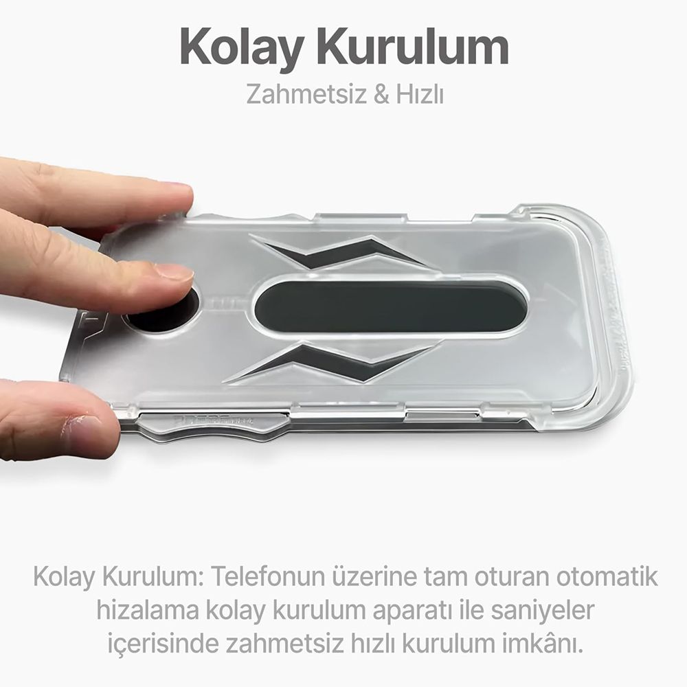 iPhone 16 Plus Kolay Uygulama Aparatlı 5D Magic Box 2li Hayalet Privacy Cam Ekran Koruyucu