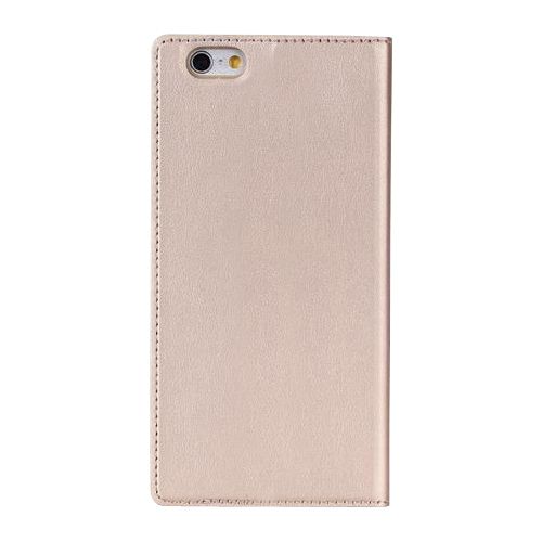 iPhone 6 / 6s S View Deri Dikişli Çift Pencereli Kılıf Gold