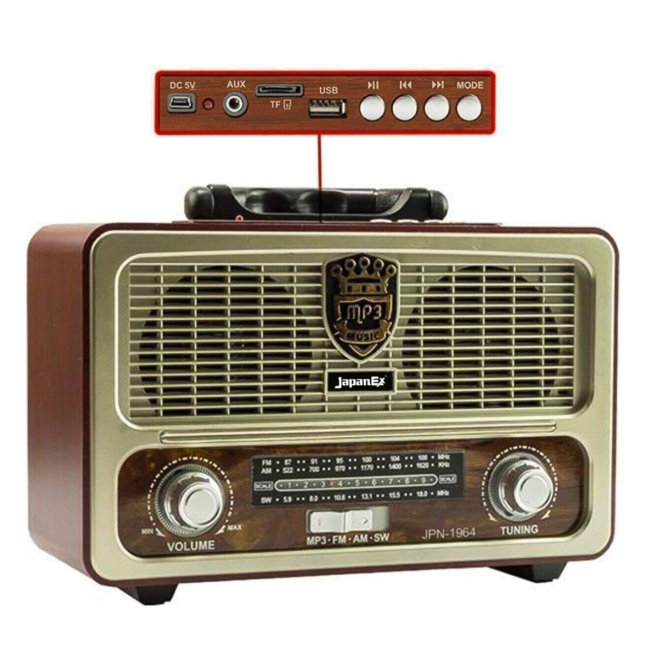 JapanEx JPN-1964 Nostalji Radyo Bluetooth Hoparlör USB/SD/FM/BT