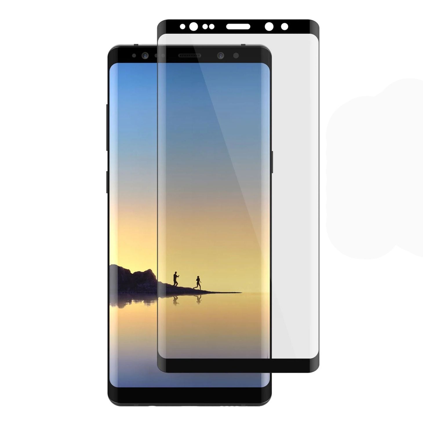 Key Samsung Galaxy Note 8 Supreme Glass Kavisli 9D Cam Ekran Koruyucu Siyah