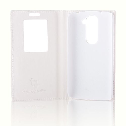 LG G2 Mini D610 Gizli Mıknatıslı Pencereli Premium Magnum Kılıf Beyaz