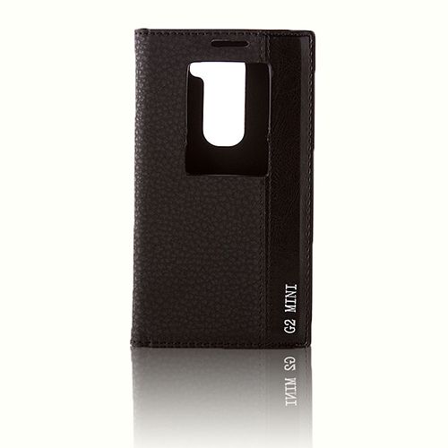 LG G2 Mini D610 Gizli Mıknatıslı Pencereli Premium Magnum Kılıf Siyah