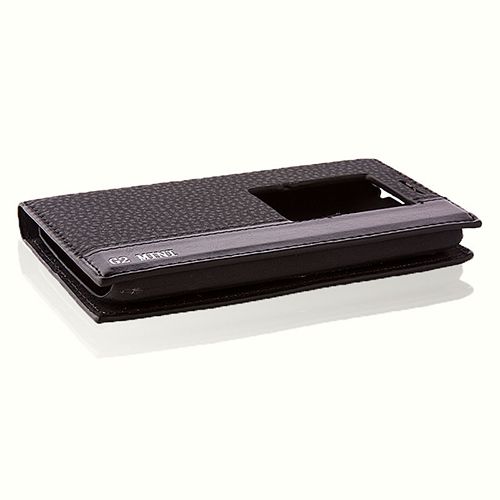 LG G2 Mini D610 Gizli Mıknatıslı Pencereli Premium Magnum Kılıf Siyah