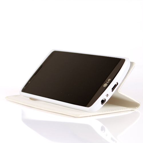 LG G3 Stylus Gizli Mıknatıslı Pencereli Magnum Kılıf Beyaz