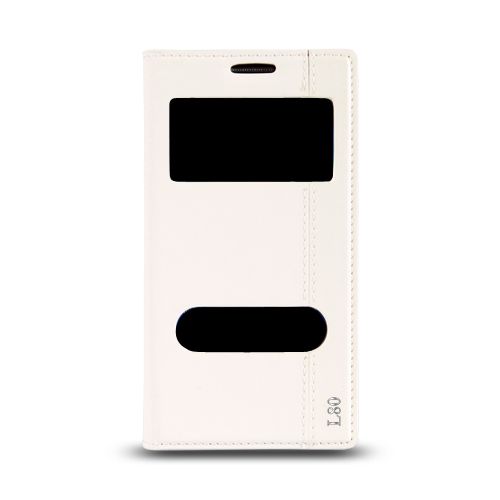LG L80 Gizli Mıknatıslı Pencereli Magnum Kılıf Beyaz