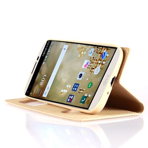 LG V10 Gizli Mıknatıslı Pencereli Magnum Kılıf Gold