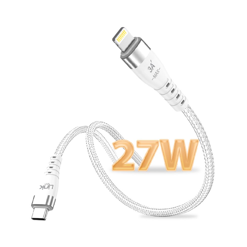 LinkTech K650 MFI Lisanslı Type-C - Lightning 27W 3A Şarj Kablosu Beyaz