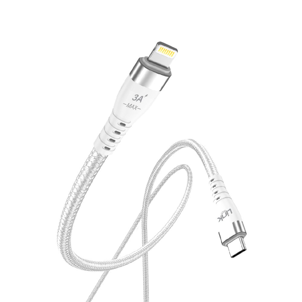 LinkTech K650 MFI Lisanslı Type-C - Lightning 27W 3A Şarj Kablosu Beyaz