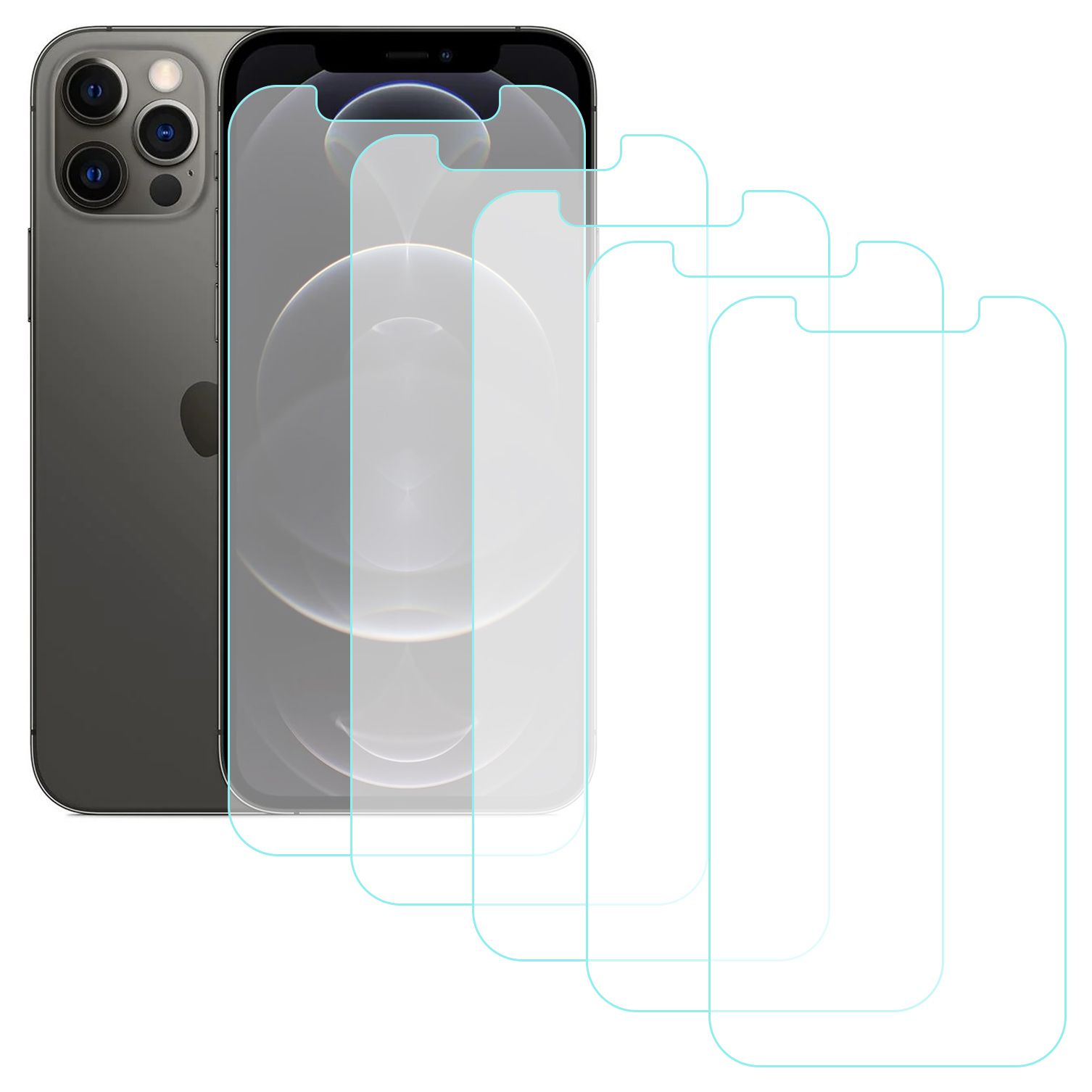 Notech iPhone 12 / 12 Pro Temperli Cam Ekran Koruyucu 5li Eko Paket