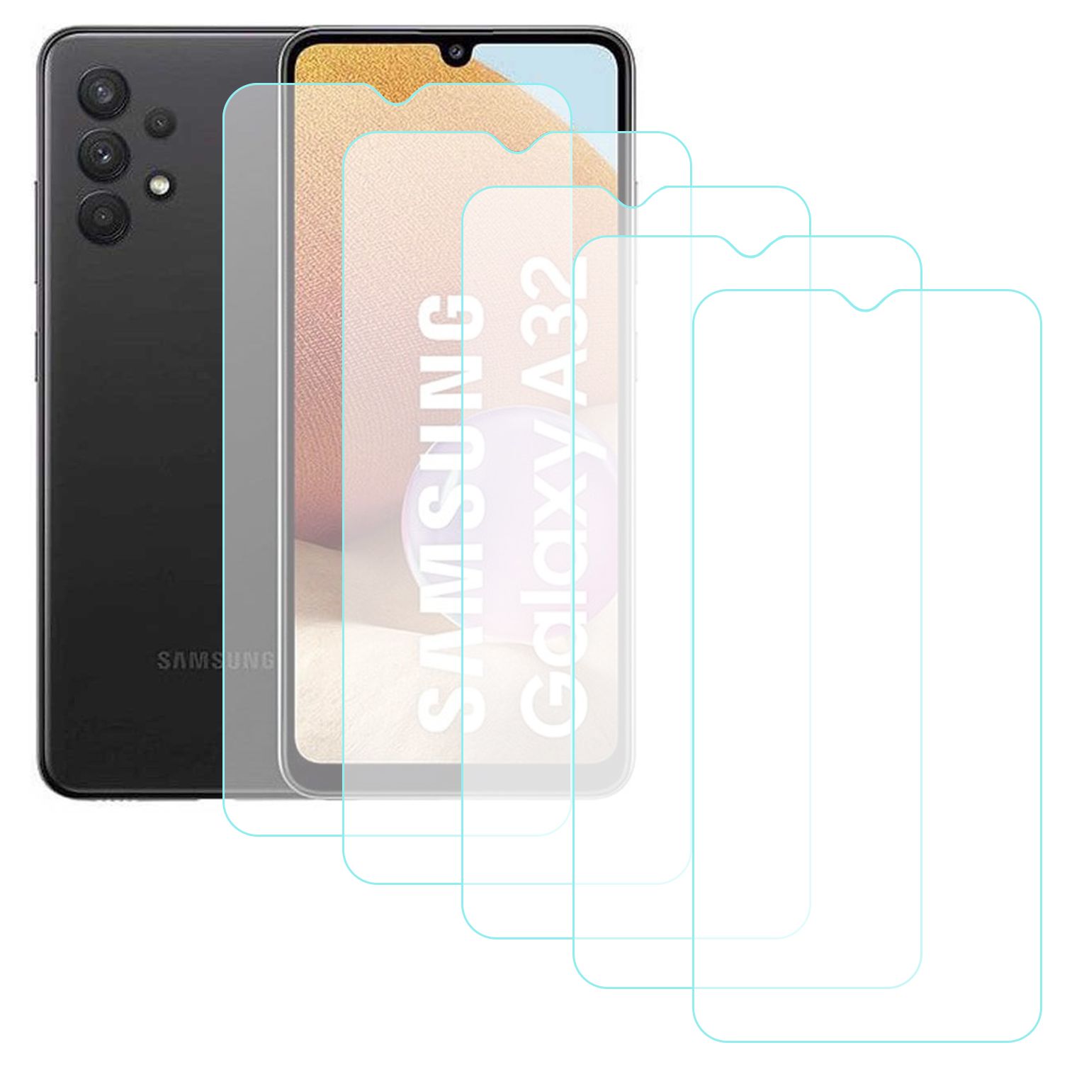 Notech Samsung Galaxy A32 Temperli Cam Ekran Koruyucu 5li Eko Paket