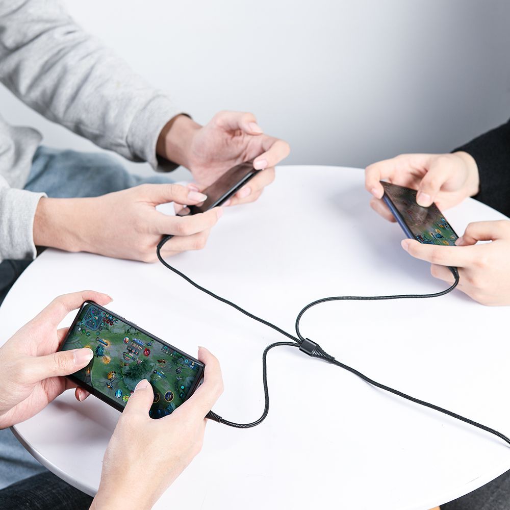 Rock Hi-Tensile Three Primary 3in1 Şarj Kablosu 3A 1.2mt (Lightning+Type-C+Micro USB)