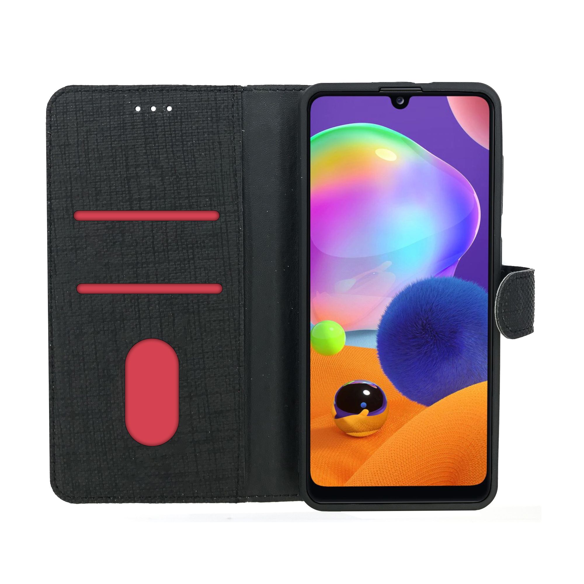 Samsung Galaxy A04 Kılıf FitCase Fabric Kapaklı Cüzdanlı