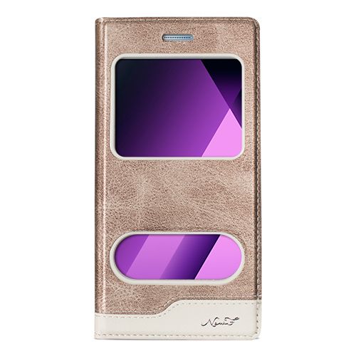Samsung Galaxy A3 2017 (A320) Gizli Mıknatıslı Pencereli Magnum Kılıf Gold