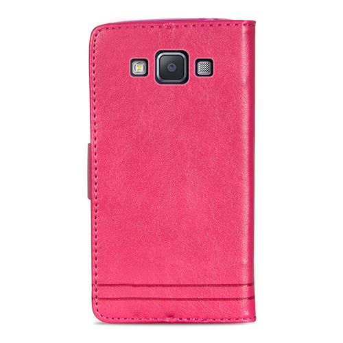Samsung Galaxy A3 (A300) Dikişli Standlı ve Cüzdanlı Kılıf Pembe