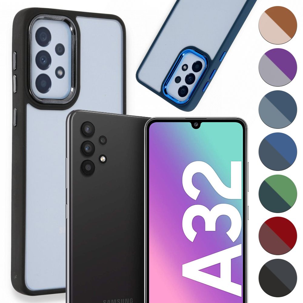 Samsung Galaxy A32 Kılıf Luna Lens Kamera Çerçeveli Silikon Kapak