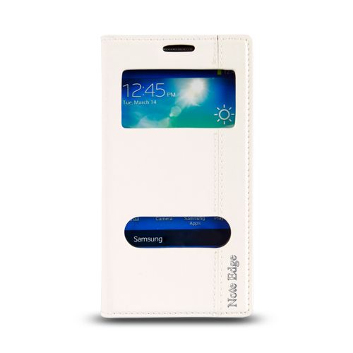 Samsung Galaxy Note EDGE (N915) Gizli Mıknatıslı Pencereli Magnum Kılıf Beyaz