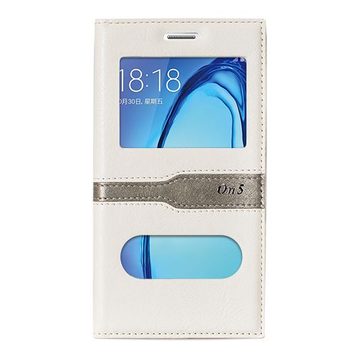 Samsung Galaxy On5 (G5520) Gizli Mıknatıslı Pencereli Magnum Kılıf Beyaz