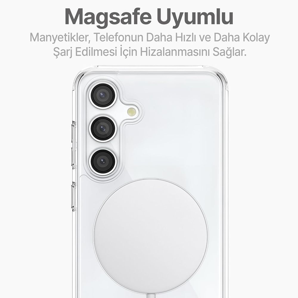 Samsung Galaxy S24 Kılıf Magsafe Özellikli Şeffaf Silikon Kapak