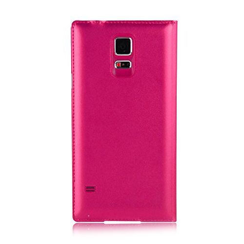 Samsung Galaxy S5 G900FQ S View Dikişli Deri Pencereli Kılıf Pembe