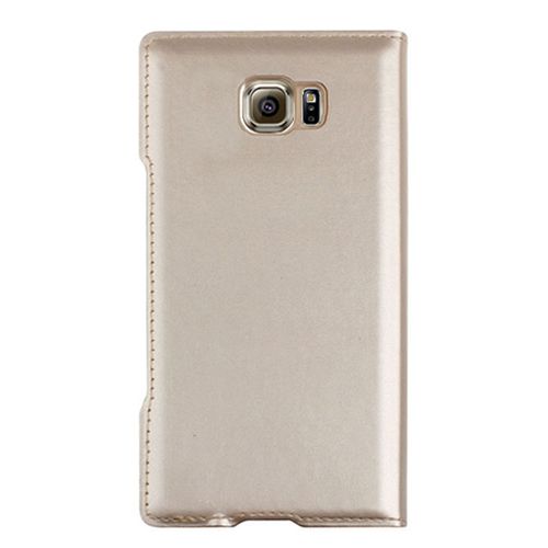 Samsung Galaxy S6 (G920) S View Şeffaf Cover Uyku Modlu Kılıf Gold