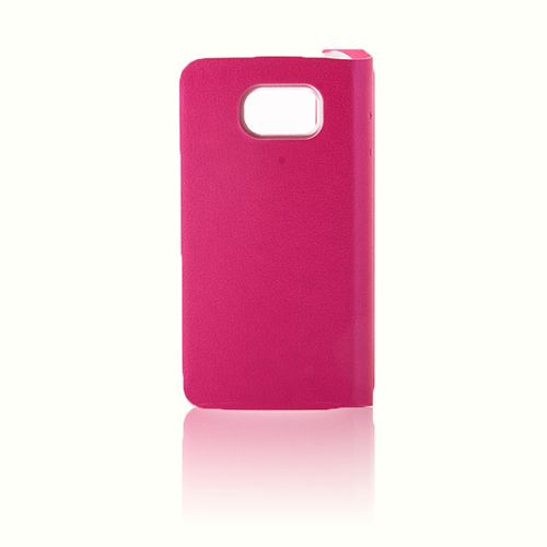 Samsung Galaxy S6 Yan Kapaklı TPU Flip Wallet Kılıf Pembe