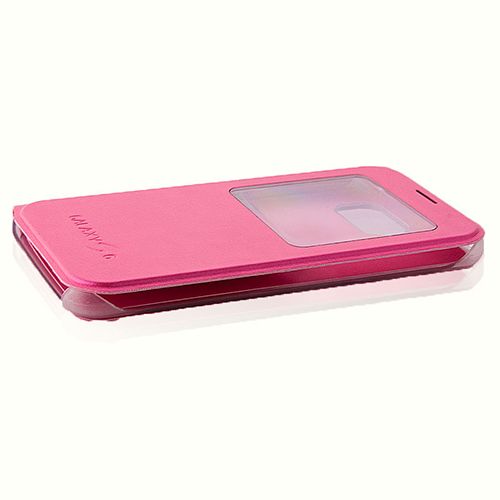 Samsung Galaxy S6 Yan Kapaklı TPU Flip Wallet Kılıf Pembe