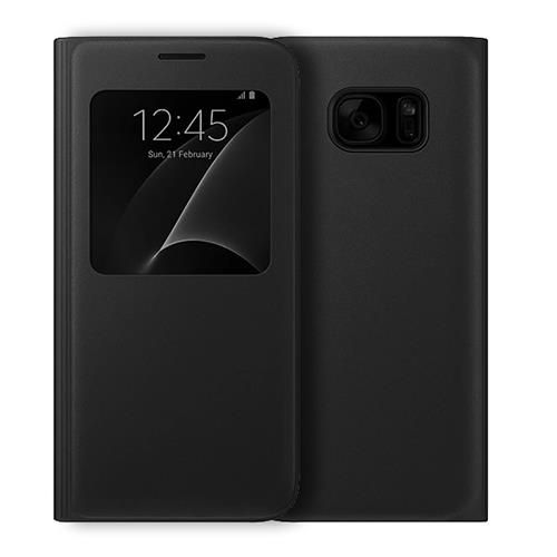 Samsung S7 Yan Kapaklı Flip Wallet Kılıf Siyah