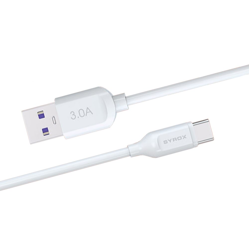 Syrox C109 Type-C Hızlı Şarj ve Data Kablosu 1mt 3.0A 18W Beyaz