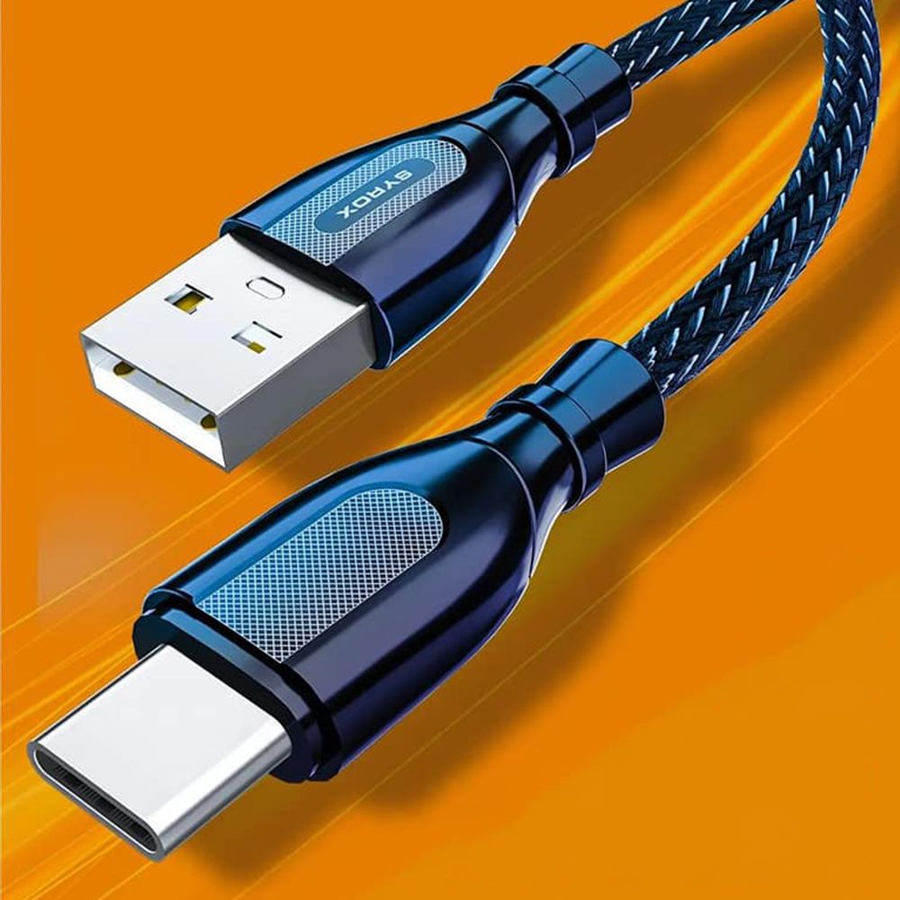 Syrox C121T Ultron Metal Örgü Type-C Data/Şarj Kablosu 2.0A 1mt Siyah