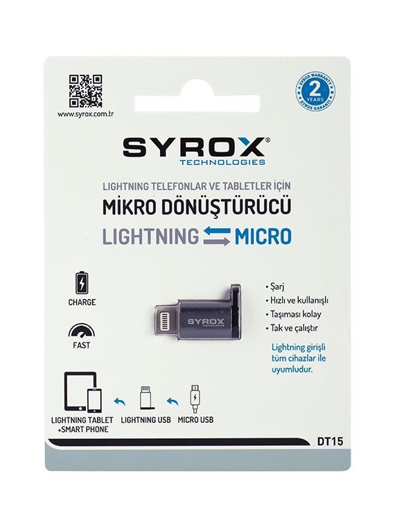 Syrox DT15 Micro USB to Lightning Çevirici Adaptör