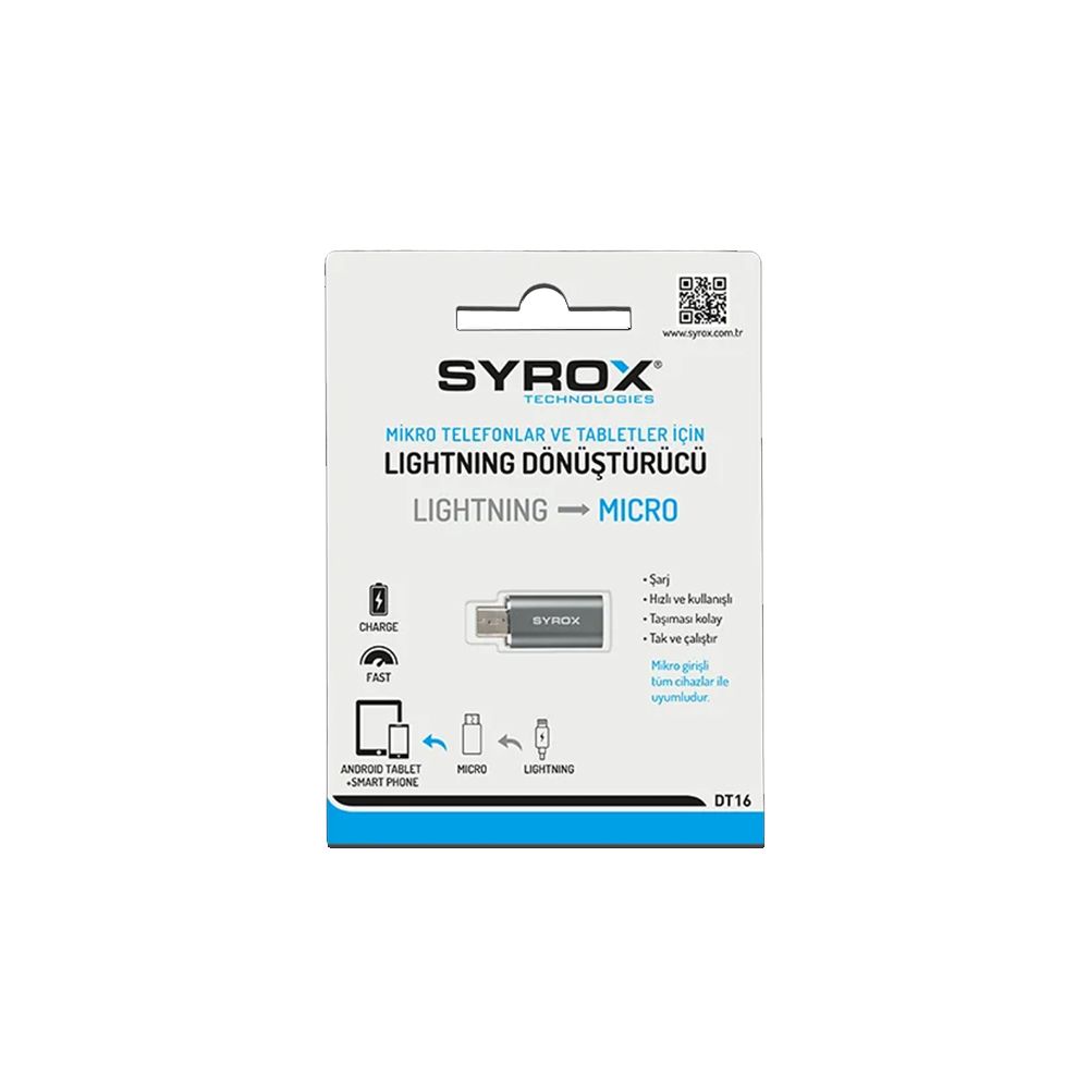 Syrox DT16 iPh Lightning to Micro Giriş Çevirici