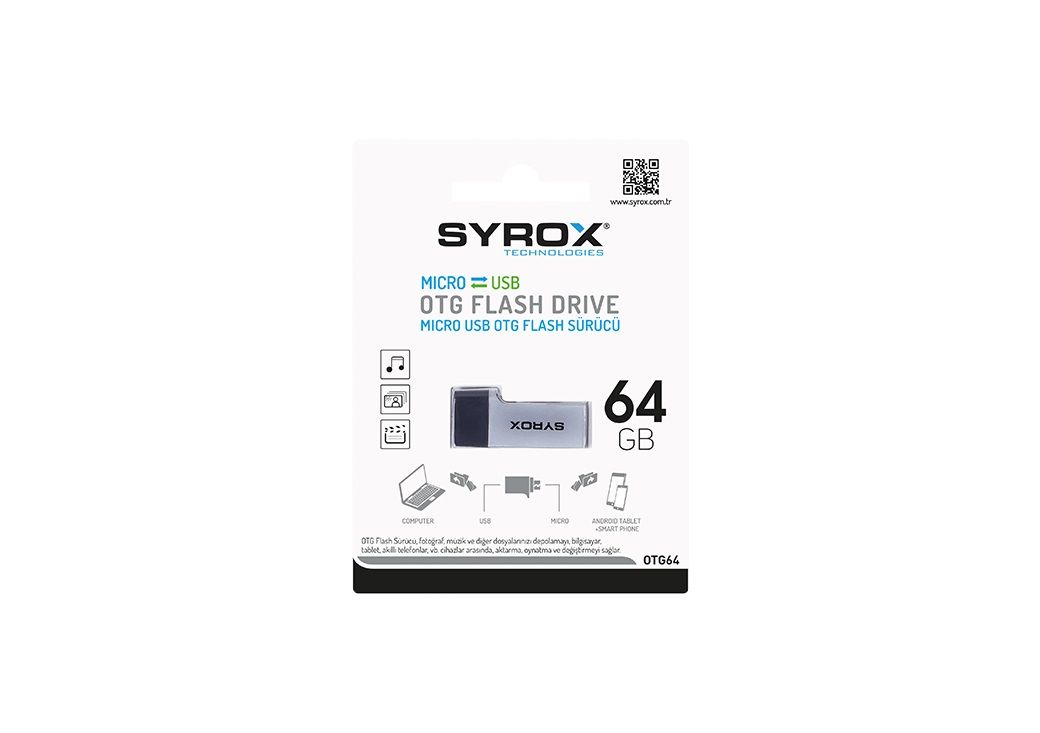 Syrox OTG64 Micro USB + USB Flash Bellek OTG 64GB