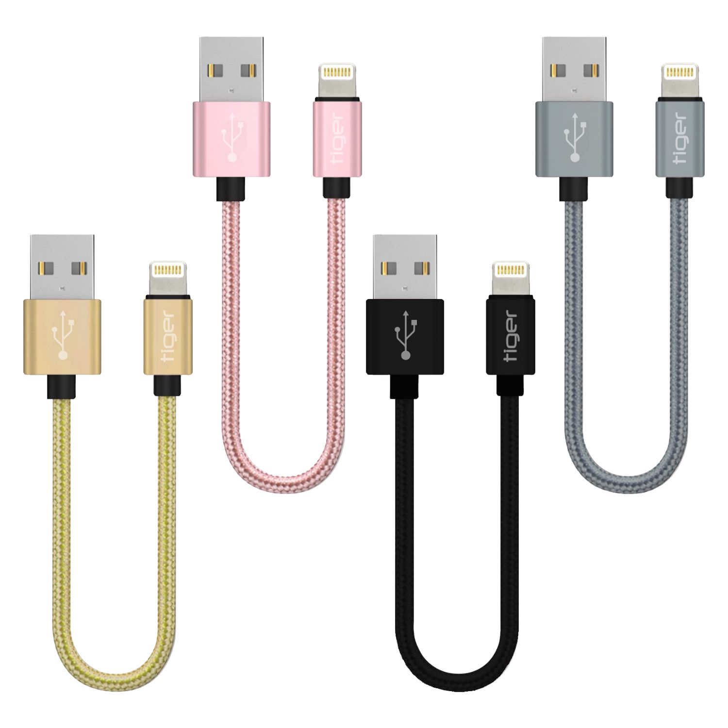 Tiger Lightning 3.0A 22cm Örgü-Halat Hızlı Şarj USB Kablo TUC-A85