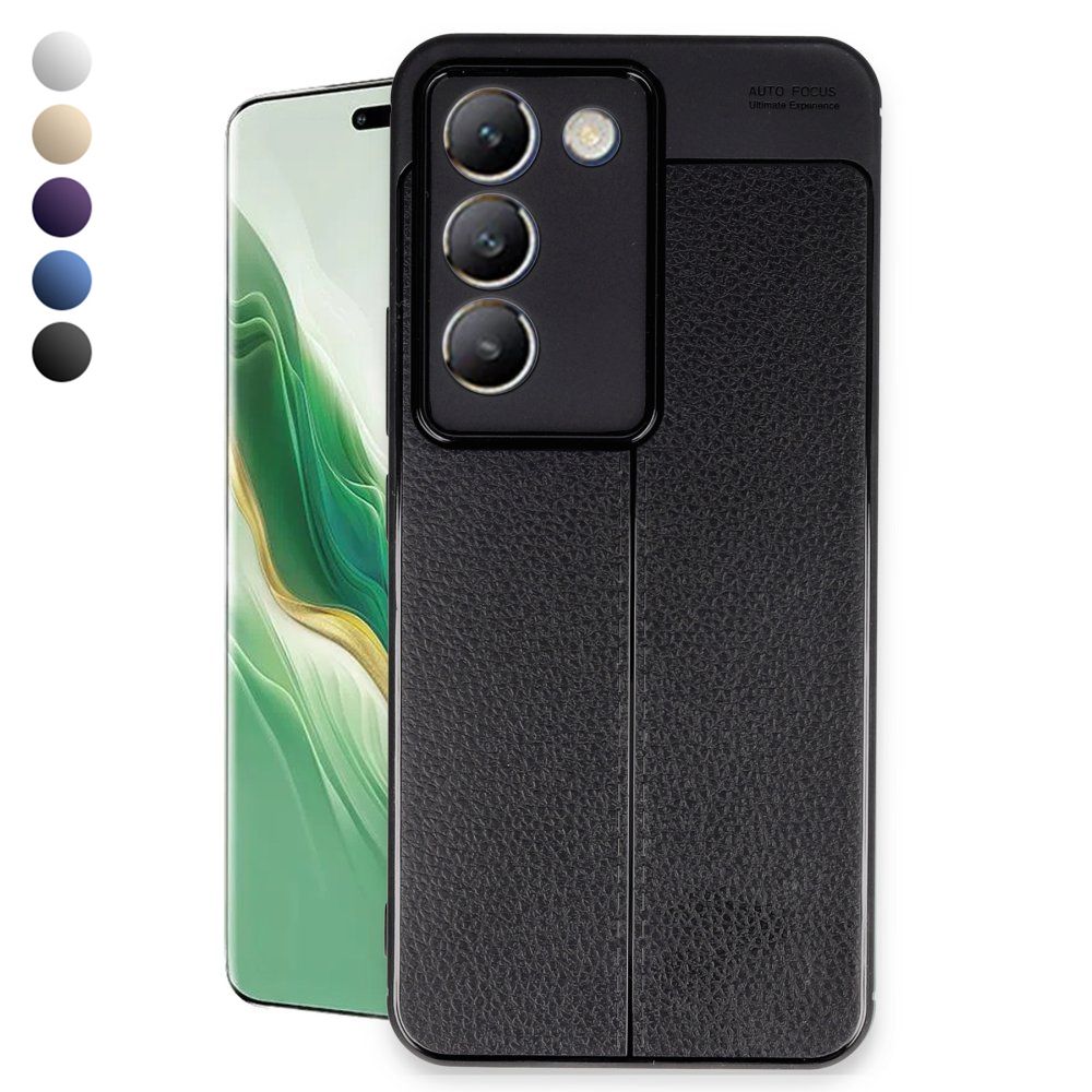 Vivo V30 Lite 4G Kılıf Auto Focus Deri Desen Silikon Arka Kapak