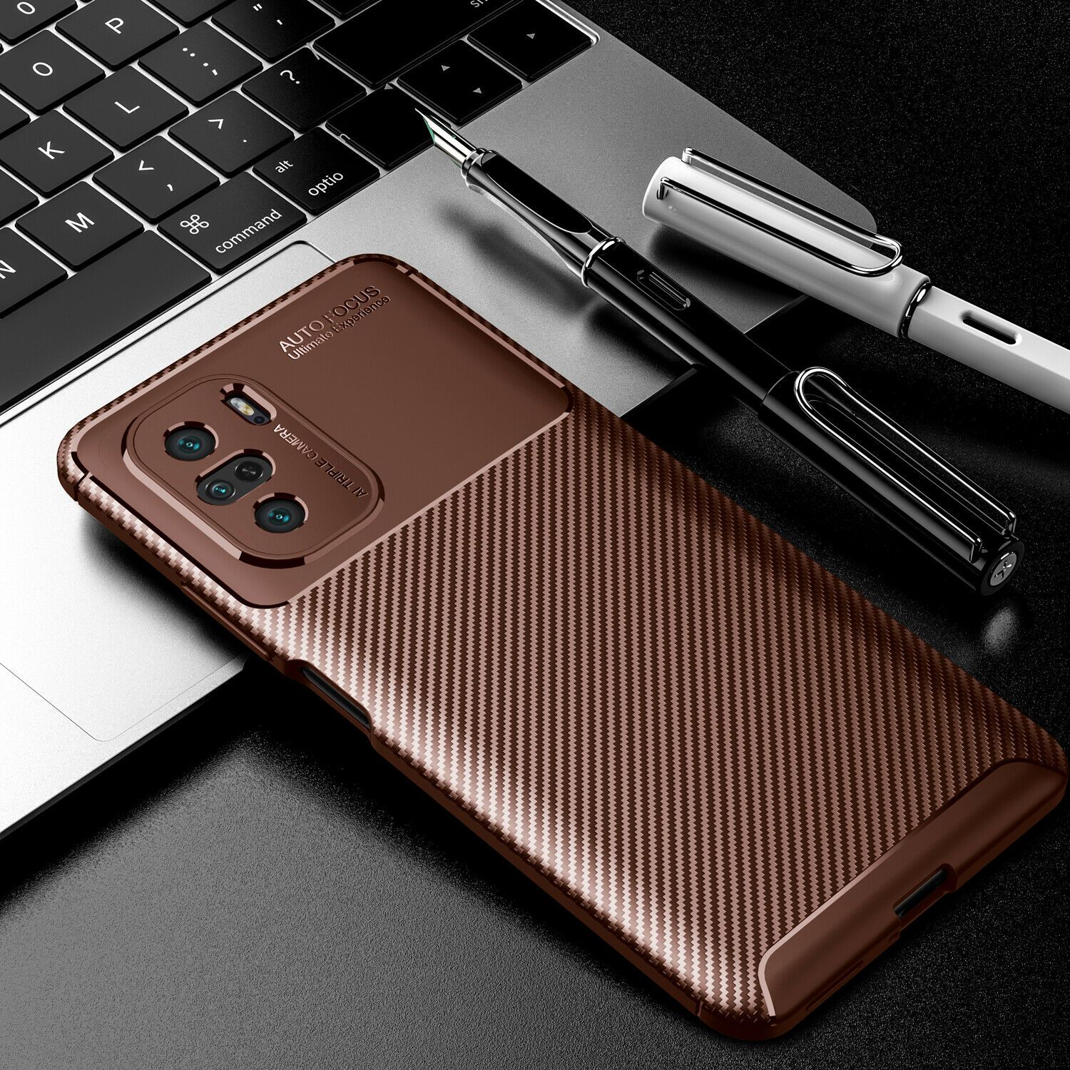 Xiaomi Poco F3 Kılıf Focus Carbon Desen Silikon Arka Kapak