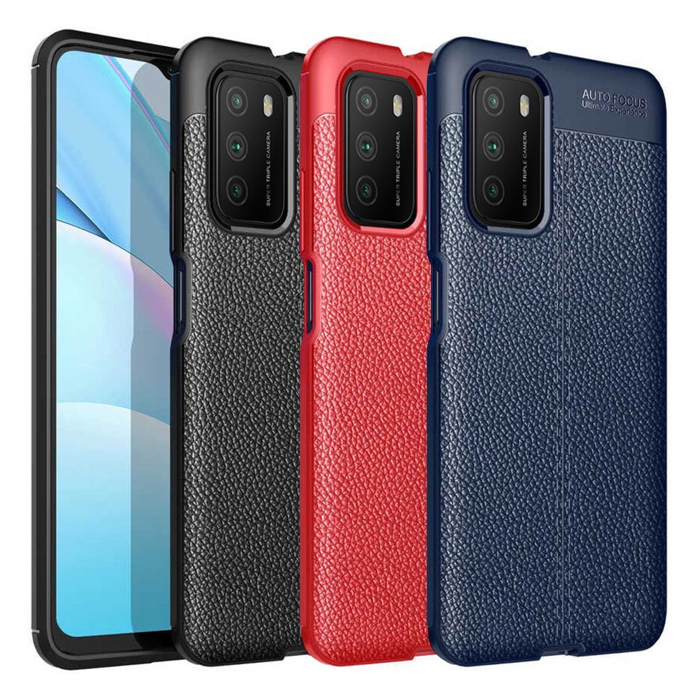 Xiaomi Poco M3 Kılıf Focus Deri Desen Silikon Arka Kapak