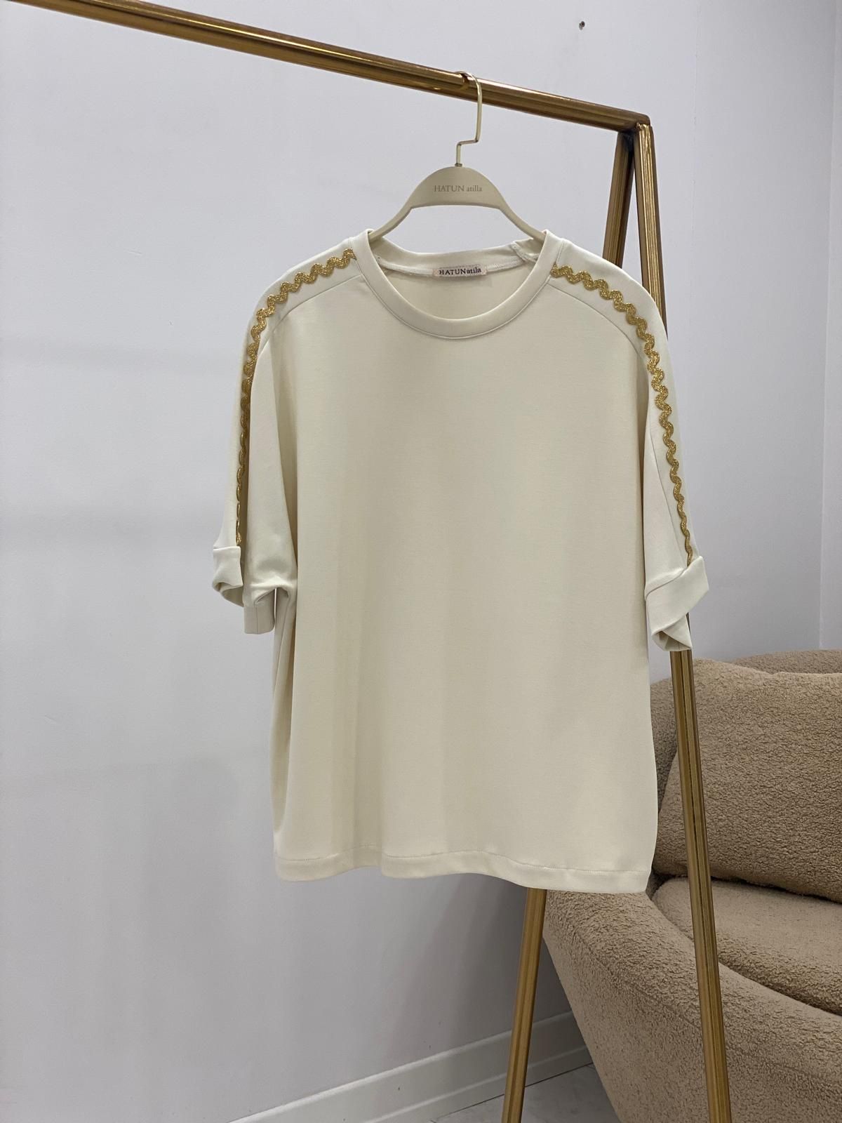 HatunAtila Oversize Modal Kumaş Gold Detaylı Tunik