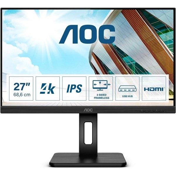  AOC 27' IPS U27P2CA 4MS 60HZ HDMI-DP USB-C PIVOT KURUMSAL MONİTÖR 3840X2160 #1