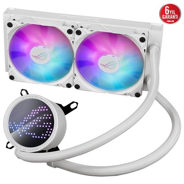 ASUS 240MM ROG RYUO III ARGB ANIME MATRIX LED EKRAN AM5-1700P SIVI SOĞUTMALI İŞLEMCİ FANI BEYAZ #1