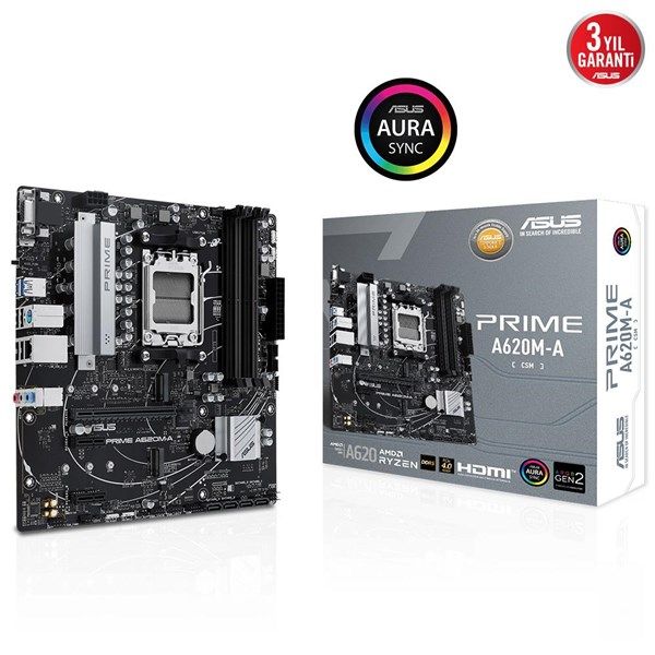 ASUS PRIME A620M-A-CSM DDR5 HDMI-DP PCIE 4.0 AM5 MATX KURUMSAL ANAKART #1