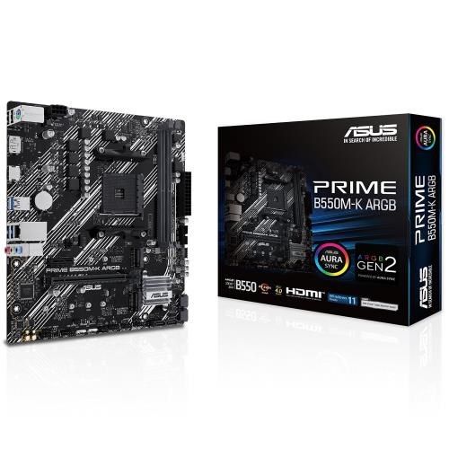 ASUS PRIME B550M-K ARGB DDR4 M2 PCIe NVME HDMI DVI PCIe 16X v4.0 AM4 mATX	 #1