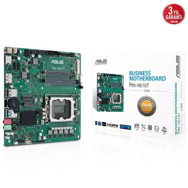 ASUS PRO H610T-CSM DDR5 HDMI-DP PCIE 4.0 1700p mATX KURUMSAL ANAKART #1