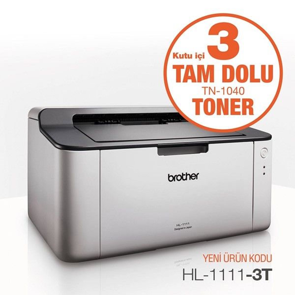 BROTHER HL-1111-3T A4 Siyah Laser Yazıcı USB 2.0 Demo+2Tonerli #1